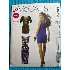 McCalls 6281 sewing pattern dress bodycon cutouts size 6 8 10 12